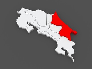 Map of Limon. Costa Rica.