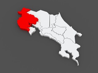 Map of Guanacaste. Costa Rica.