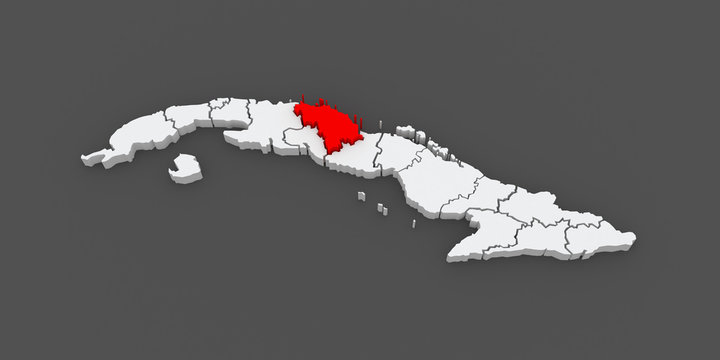 Map of Villa Clara. Cuba.