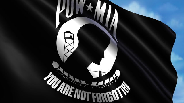 Looping POW/MIA Flag animation with sky background