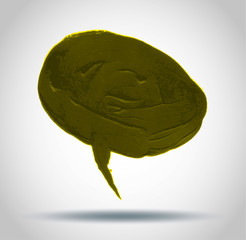 Speech bubble drawn with a brush.