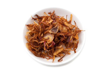  hanh phi, VIetnamese style French fried onions on white backgro