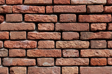 Old red bricks wall