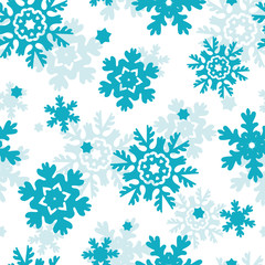 Blue Frost Snowflakes Seamless Pattern Background