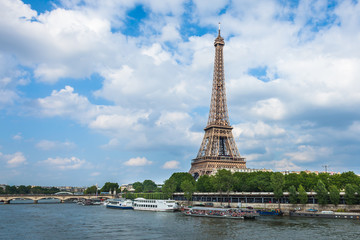 Fototapeta premium The Eiffel Tower and seine river in Paris, France
