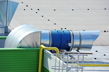 Industrial air conditioning and ventilation systems on a roof