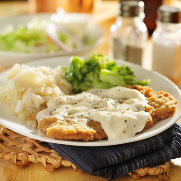 Country Fried Steak With Southern Style Peppered Milk Gravy