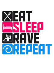 Cool Eat Sleep Rave Repeat Logo Design