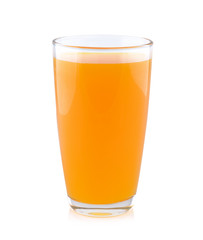 Full glass of orange juice on white background