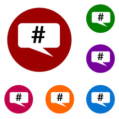 Colored Hastag Social Button Icons
