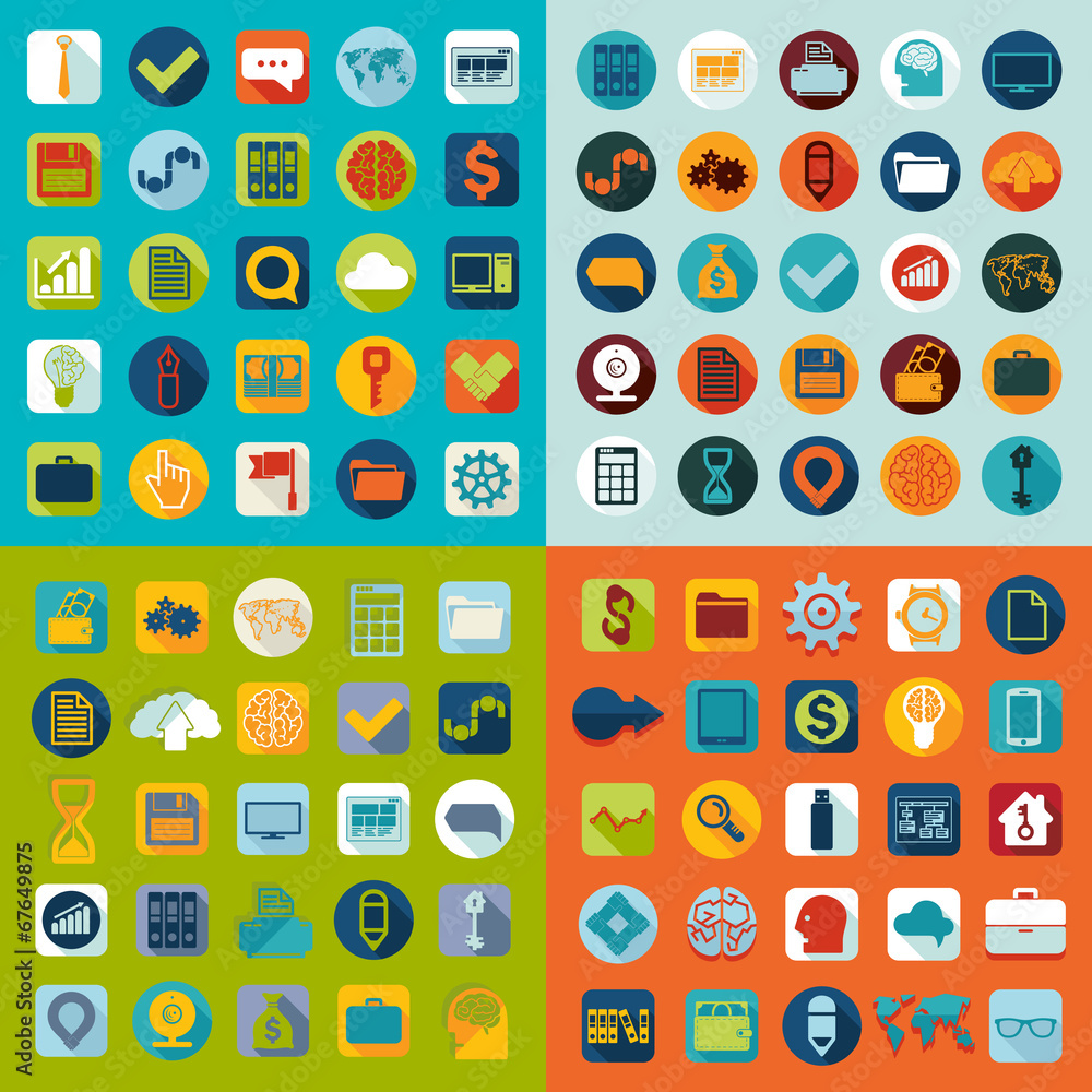 Poster set of flat icons