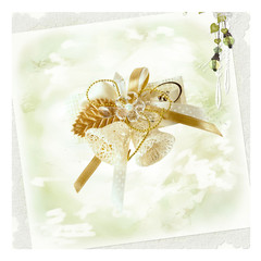 Festive Card with bells on pastel background