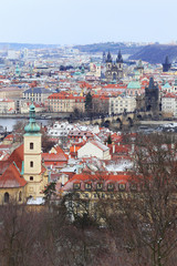Obraz premium Snowy Prague City in the Winter, Czech Republic