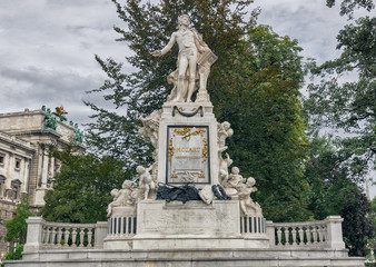 Fototapeta premium Vienna. Mozart Monument on a cloudy autumn day