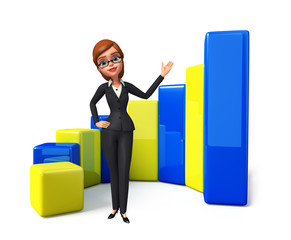 Young Business Woman with business graph