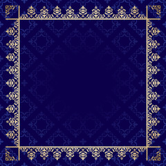 dark blue background with ornamental frame - vector