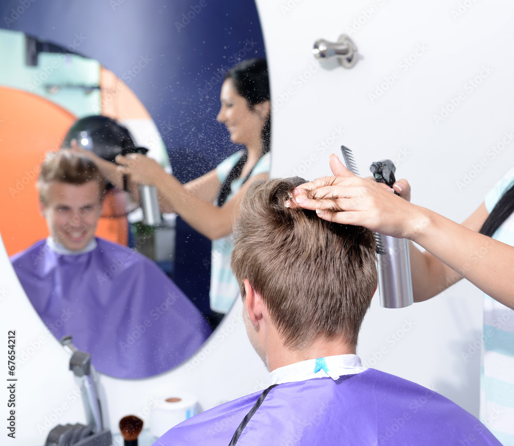 Sticker Young man in beauty salon