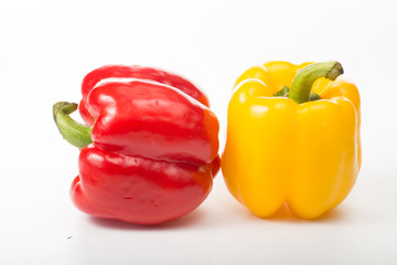 Red and Yellow paprika isolated
