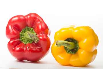 Red and Yellow paprika isolated