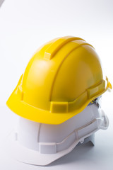 Safety hat isolated with alram clock