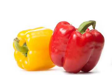 Red and Yellow capsicum (Paprika) isolated with white background