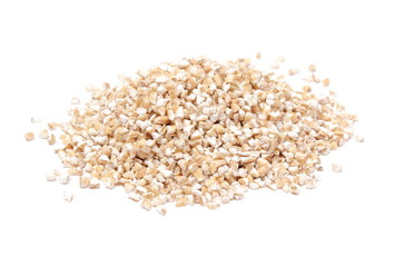Fototapeta premium Heap of barley groats isolated on white background