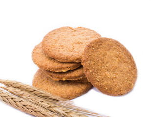 Oatmeal cookies with white background
