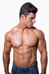 Fototapeta premium Portrait of a shirtless muscular man