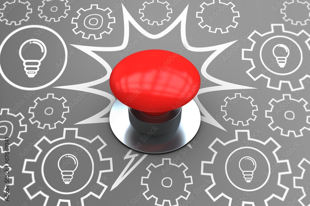 Poster Composite image of digitally generated red push button