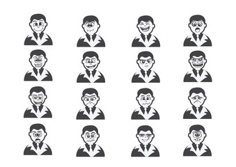 Cartoon faces Set drawing illustration