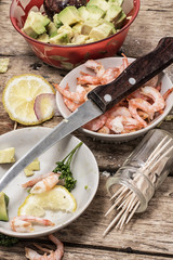 salad with shrimps, sea breeze