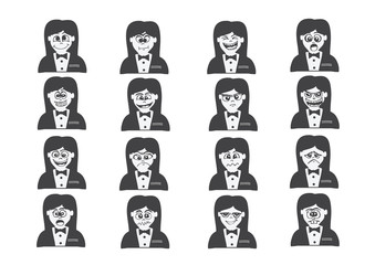 Cartoon faces Set drawing illustration