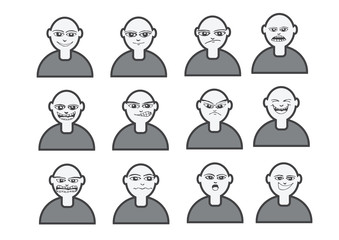 Cartoon faces Set drawing illustration