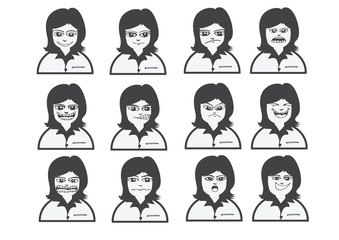 Cartoon faces Set drawing illustration
