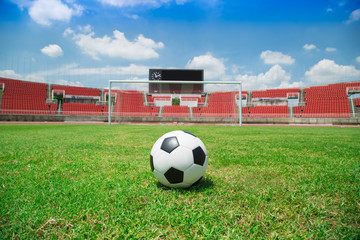Soccer Stadium and football in the goal