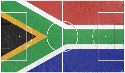 football field textured by south african republic national flag