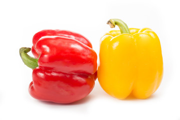 Red and Yellow capsicum isolated