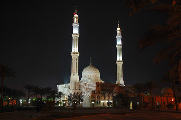 Mosque in Egypt at night.