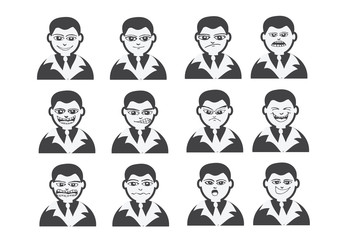 Cartoon faces Set drawing illustration