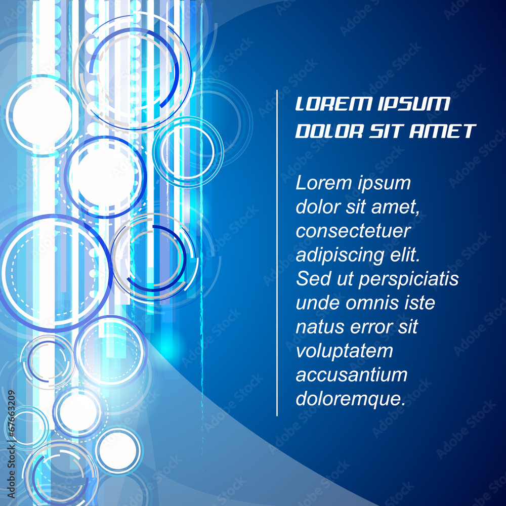 Poster abstract vector blue background with circular elements