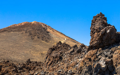 The Teide volcano surrounded by volcanic rocks