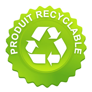produit recyclable sur bouton web denté vert