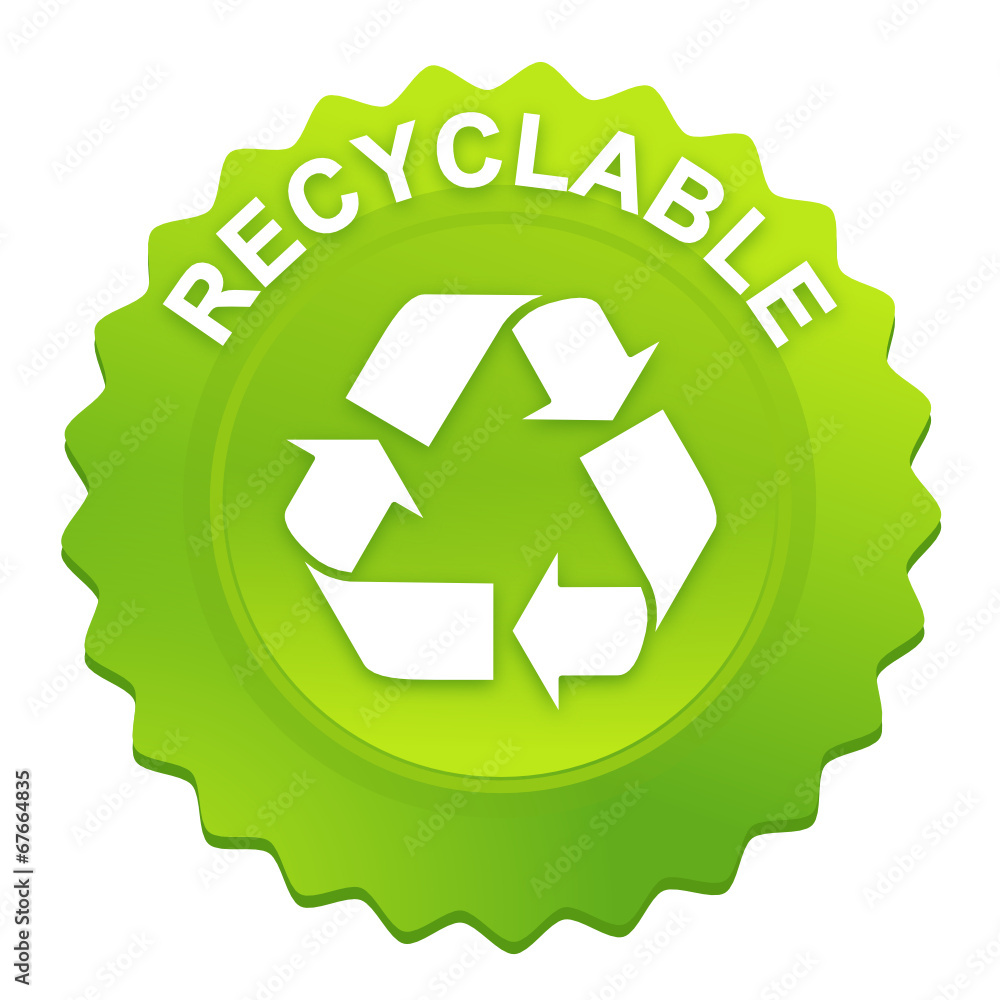 Poster recyclable sur bouton web denté vert