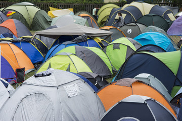 Fototapeta na wymiar Campsite full of tents