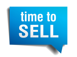 time to sell blue 3d realistic paper speech bubble 