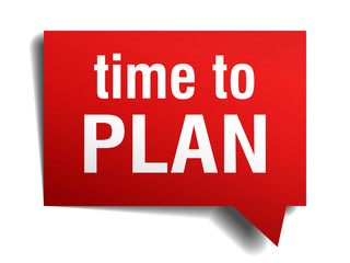 time to plan red 3d realistic paper speech bubble 