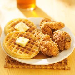 fried chicken and waffles meal
