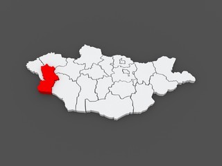 Map of Khovd . Mongolia.