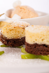 Gourmet coffee blanc mange with gooseberry