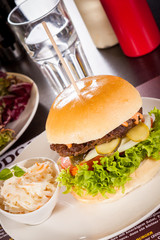 Cheeseburger with cole slaw